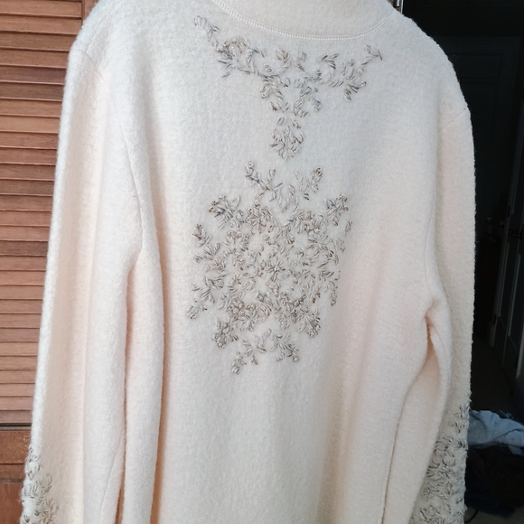Coldwater Creek Nordic Ivory Embroidered Cardigan - Picture 2 of 2